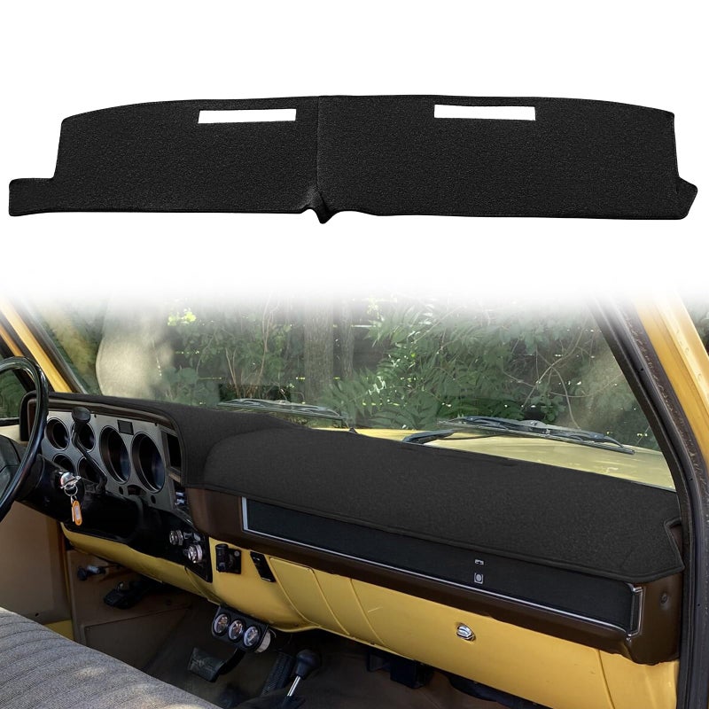 Yiz Dash Cover Mat Custom Fit for 1981-1991 Chevrolet Chevy C/K/R/V Series Suburban Blazer,GMC C/K/R/V Series Jimmy,Dashboard Cover Pad Cap Carpet Protector (Black) J22 - Image 1